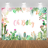 Aperturee - Mexican Cactus and Flowers Backdrop for Baby Shower